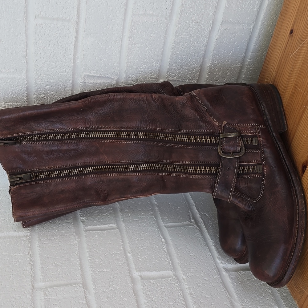 Bed Stu Women’s Tango Brown Distressed Zip Riding Boot Size US 9